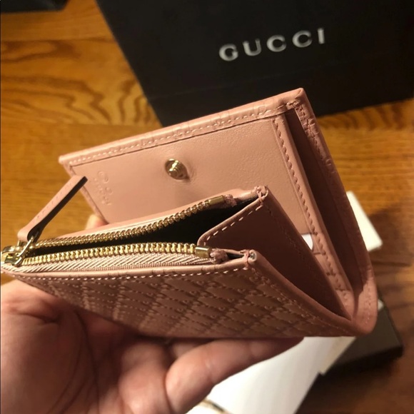 Gucci LEATHER COMPACT WALLET coin zipper pink new - Picture 5 of 7